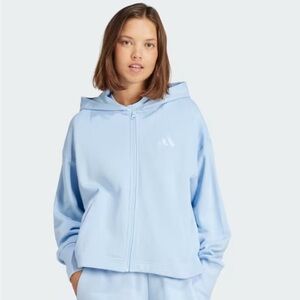 Adidas Light Blue Hoodie and Pink T-Shirt Set